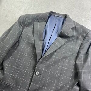 Suitsupply Napoli Grey Windowpane Wool Blazer Jacket Men 42L Zignone S100 Fabric